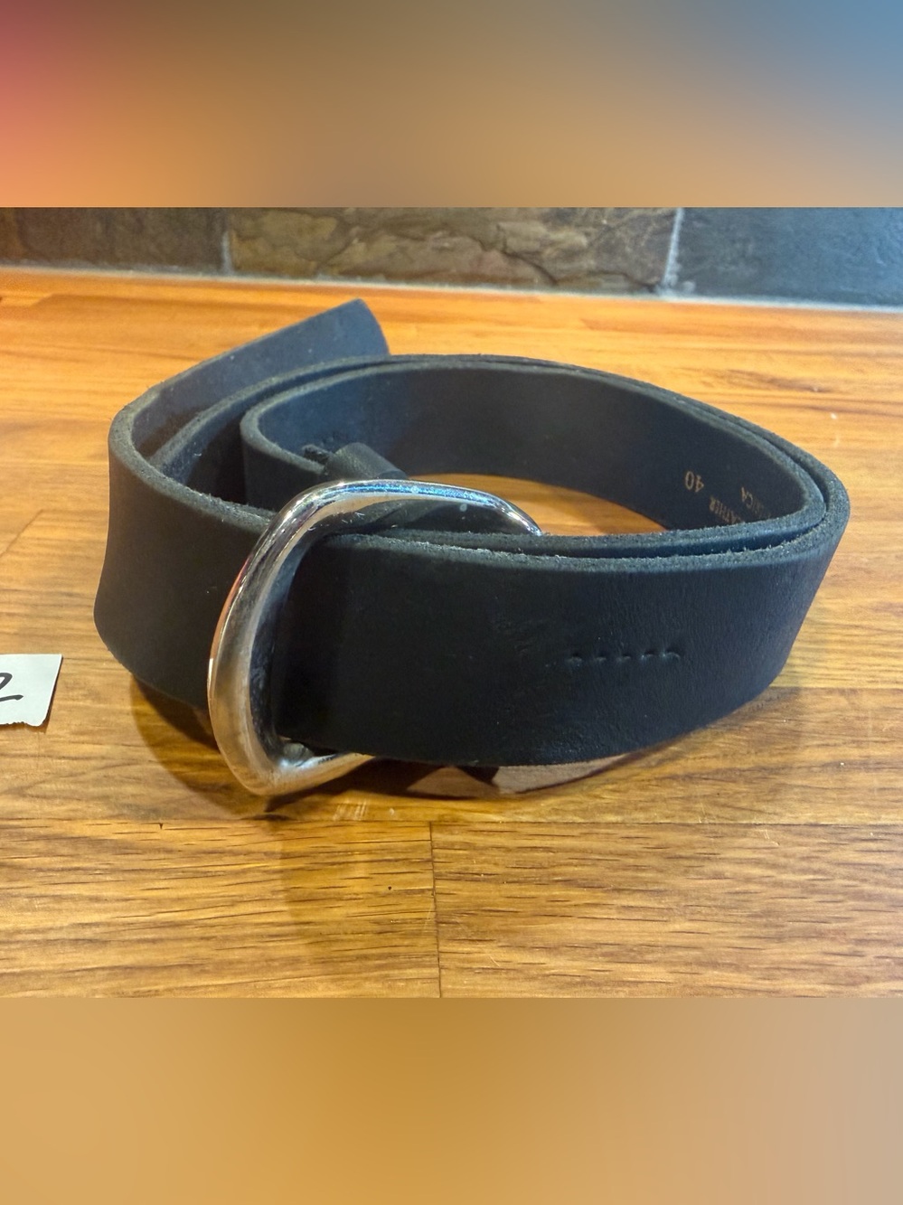 Men’s Black Leather Belt with Silver Buckle (022)